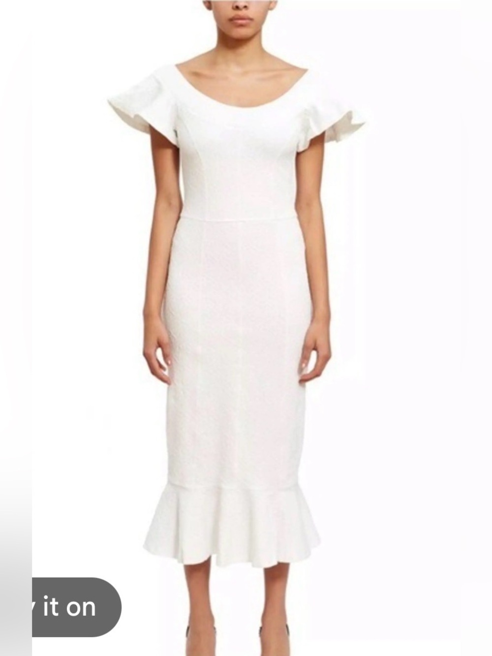 Opening Ceremony Ivory Textured Off-Shoulder Fit & Flare Dress